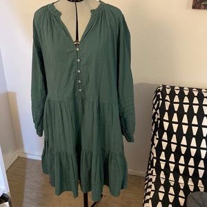 Dark Green long sleeved Anthropologie Boho dress
